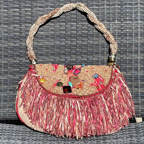 Mary Frances Handbags - Mary Frances Beaded and Fringed Shoulder Bag - NWOT